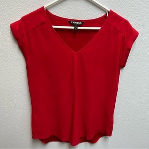 Express Red V-neck Gramercy Top - XS